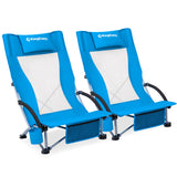KingCamp Folding Beach Chair 2 Pack High Back Lightweight Portable Backpack Chair with Headrest, Cup Holder for Camping Outdoor
