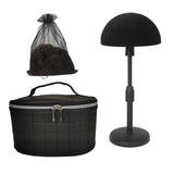 FASHION DO Deluxe Wig Travel Box or Makeup Case Compact Durable in Black and adjustable velvet styrofoam wig head holder (Wcase-