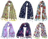Fusfus WomenS Printed Chiffon Scarves And Stoles, Free Size(Multicolour, Fs1555) Pack Of 6 (Multicolor4)