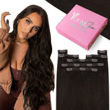 YoungSee Clip in Hair Extensions Real Human Hair Brown Straight Hair Extensions Clip ins Darkest Brown Clip in Real Hair for Wom