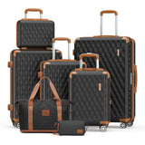Melalenia Luggage Sets 7 Piece Suitcase Set, Hard Shell Carry on Luggage Travel Suitcases with Spinner Wheels and TSA Lock, Ligh