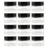 Cornucopia 15-Milliliter Clear Glass Balm Jars (12-Pack); 1/2 oz Cosmetic Jars with Lined Black Plastic Lids