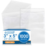 Spartan Industrial - 3X 5(1000 Count) 4 Mil Thick Clear Reclosable Zip Plastic Poly Bags with Resealable Lock Seal Zippe