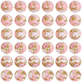 PONABEADIY 1 Box 60PCS 15MM Pink Silicone Flower Beads with Hole Spring Floral Print Round Focal Loose Spacer Bead Bulk for Jewe