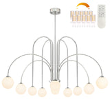 Bagood Nickel Sputnik Chandelier Dimmable Mid Century 10-Light Globe Chandeliers 43Modern Sputnik Chandelier with White Glob