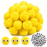 TOAOB 50pcs Large Pom Poms 2 Inch Yellow Craft Pom Poms Fuzzy Pompoms Balls with Googly Wiggle Eyes for DIY Crafts Projects Home