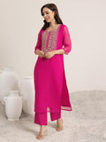 Libas Women'S Organza Kurta Set (99367_Pink_M)