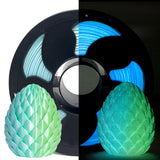 Bi-Color Glow in The Dark 1.75mm Blue Green PLA Filament with Smooth Surface, Bright Luminous Dual Color 3D Printer Filament, 1k