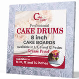 Cakebon Square Cake Boards - Sturdy 1/2 Inch Thick Cake Drums - 8 Inch Professionally Wrapped Edges Silver 1-Pack