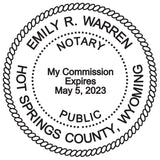 Round Notary Stamp for State of Wyoming- Self Inking Stamp - Top Brand Unit with Bottom Locking Cover for Longer Lasting Stamp -