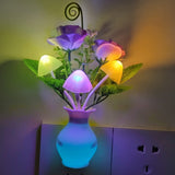 AUSAYE Color-Changing LED Night Light, 1Pack Plug in Dusk-to-Dawn,Home D cor Lamp Dream Nightlight Purple Rose Flower Mushroom