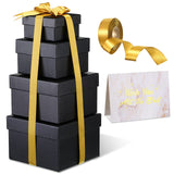 Marspark 4 Pcs Nesting Gift Boxes with Lids Stackable Square Nested Boxes with Ribbon Large to Small Size Present Wrap for Weddi