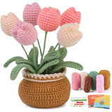 Krenz Diy Starter Kit For Adults Crocheting Knitting Kit For Beginners Crochet Kit Set Tulip Plant Crochet Kit With Yarn, Hook,
