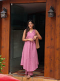 Gosriki Women'S Rayon Viscose Anarkali Printed Kurta With Pant (Bodoni Pink-Gs_Xl_Pink_X-Large),Pink,,B0DRZNF86B