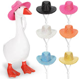 Geelin 6 Pcs Mini Desk Goose Headwear 7 Inches Magnetic Goose Outfit Magnetic Statue Keychain Costume Mini Hat for Decoration (G