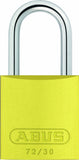 ABUS Yellow 72/30 Lockout Tagout Padlock w/ 1 Shackle, Single Padlock, Keyed Different, 1 Padlock with 2 Keys
