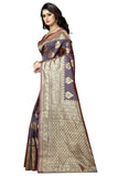 Sugathari Womens Banarasi Saree Pure Kanjivaram Silk Saree Soft New Ladies 2023 Design Wear Pattu Sarees Latest Cotton Party Sari Collections With Blouse Piece For Wedding Sadi (Sam Pari-24 Grey)