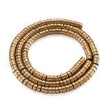 Cheriswelry 200pcs/strand 4x2mm Flat Round Metal Heishi Beads Spacer Gold Plated Non-Magnetic Synthetic Hematite Flat Disc Coin