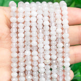 2 String 220PCS 3x5mm Natural White Jade Stone Beads for Jewelry Making, Songxi Facted Loose Gemstone Beads for DIY Bracelet Nec