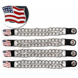 Milwaukee Leather American Flag Medallion Vest Extender - Double Chrome Chains Genuine Leather 8.5 Extension 4-PCS MLA6042SET -
