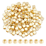UNICRAFTALE About 150Pcs Real 18K Gold Plated Square Smooth Spacer Beads Stainless Steel Cube Beads Metal Loose Bead Big Hole Br