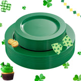 FLOWERCAT 60PCS Green Plates & St. Patrick's Day Plates - Heavy Duty Dark Green plates Disposable for St. Patrick's Party&Super