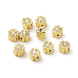 LiQunSweet 10 pcs Gloden Color Clover Theme Brass Cubic Zirconia Beads Spring 4 Leaf Flower Real 18K Gold Plated Spacer Beads fo