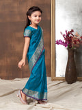 Aarika Girls Ethnic Wear Rama Green Colour Krishma Silk Saree (3-9 Years) Rama Green 7 Years-8 Years