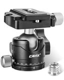 Low Profile Ball Head, CAVIX H-29S Camera Tripod Head Metal Ball Head with Arca Swiss Quick Release Plate Bubble Level Load Capa