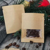 BEISHIDA 100 Pack 3.5 Inch Kraft Paper Resealable Bags with Clear Window, Small Airtight Heat Sealable Packaging Bags for Storag