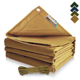 FoundGo 8x12ft Canvas Tarp 22 Mil Tarps 14 oz Canvas Tarpaulin Heavy Duty Cloth Water/UV Resistant Cover with Rustproof Grommets