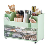 UFORU Makeup Organizer for Vanity with 2 Large Drawers, Cosmetic Display Case with Brush Holders, Easy to Storage for Bathroom C