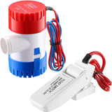 Boat Bilge Water Pump 12 V 1100 GPH Electric Marine Bilge Pump and Automatic Boat Pump Float Switch 12 V 24 V 32 V for Boats, 2