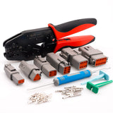 JRready Deutsch Crimp Tool ACT-LY-16DT with 2 3 4 6 8 12Pin DT Connector 1Kit 35Pairs Stamped Contacts, 3 PCS deutsch pin remova