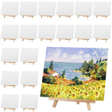 MotiMind 36 Pcs Mini Canvas and Easel Set for Painting, 8 x 10 Inch Canvas Panels with 9 Inch Wooden Easels for Oil Acrylic Pain