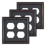 Metal Double Outlet Covers Wall Plate, Oil Rubbed Bronze Decorative Light Switch Plate 2 Gang Duplex Outlet Covers - Classic Sty