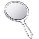 Jetec Hand Mirror Double-Sided Handheld Mirror 1X/ 2X Magnifying Mirror with Handle Transparent Hand Mirror Rounded Shape Makeup