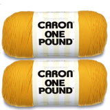 Caron One Pound Sunflower Yarn - 2 Pack of 454g/16oz - Acrylic - 4 Medium (Worsted) - 812 Yards - Knitting/Crochet