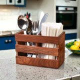 S Rock Handicrafts Wooden Cutlery Stand | MultiHolder | Organizer for Dining Table and Kitchen Rosewood Square | Wooden Pen Sta