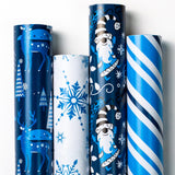MAYPLUSS Christmas Wrapping Paper Jumbo Rolls - 30IN X 120IN - 4 Roll - Christmas Tree Reindeer Snowman Stripe for New Year Holi