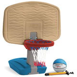 Simplay3 Pooltime Basketball Hoop Game Set for Swimming Pools, Includes Ball, Pump and Net- Tan, Ages 8+, Made in The USA