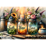 5D Diamond Painting Kits for Adults, Faith, Hope, Love Wishing Bottle Diamond Art kit for Adults Beginner, DIY Full Drill Diamon