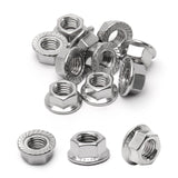 Mriuuod M10 Serrated Flange Hex Nuts, M10-1.5mm Hexagon Flange Nuts, 304 Stainless Steel, Metric Nuts Fasteners, Heavy Duty Repl