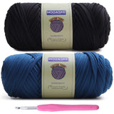 Mooaske 2 Pack T-Shirt Crochet Yarn for DIY Knitting Crochet Cloth Blanket Bag Dolls - 400g Chunky Thick Yarn for Crocheting wit