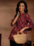 Libas Women'S Cotton Floral A-Line Kurti (268420R Maroon Maroon Xs