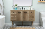 Elegant Decor Indoor Modern Under Sink Bathroom Fixtures Storage Organizer Cabinet 48 Inch Single Bathroom Vanity - Natural Oak