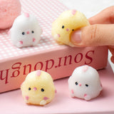 4pcs Mini Taba Squishies Squichy Chick Toy Party Favors for Kids, Squishy Fidget Toys Small Chick White/Yellow Squeeze Toy for S