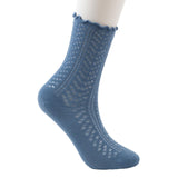 Theater Women Cream Textured Mesh Socks | Soft, Stretchable & Breathable | Comfortable For Casual Wear