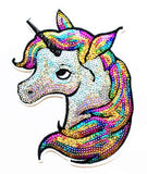 Sequin Unicorn Fashion Head Unicorn Horse Cartoon Kids Cartoon Iron on Patch Embroidered Patch Supplies for Jacket Bags Jeans Ba