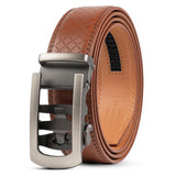 Contacts Genuine Leather Automatic Ratchet Belt For Men Classic With Elegant Alloy Buckle, Adjustable TrimToFit Formal & Cas